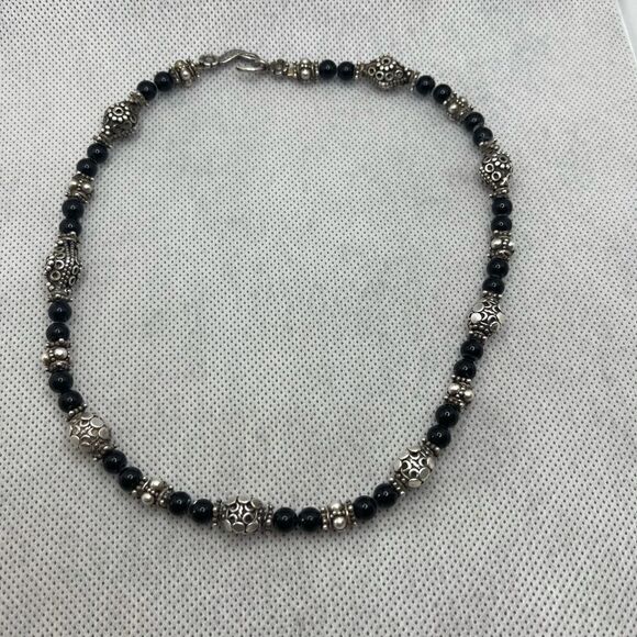 Choker necklace 925 sterling onyx - Picture 7 of 9